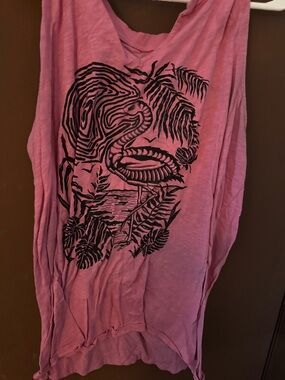 torrid Pink Tank Top with Black Tropical Graphic